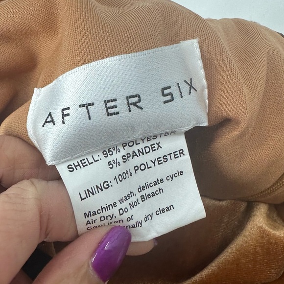 After Six Stretch Velvet Cowl Maxi Dress Golden Almond 10 New with Tag - Picture 7 of 10